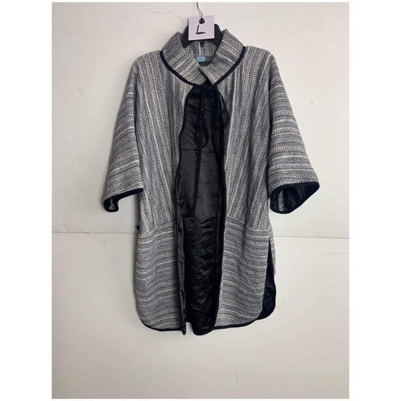 Eva Franco Jackets & Blazers - Anthropologie Eva Franco Gray Fall Coat with a Black Bow